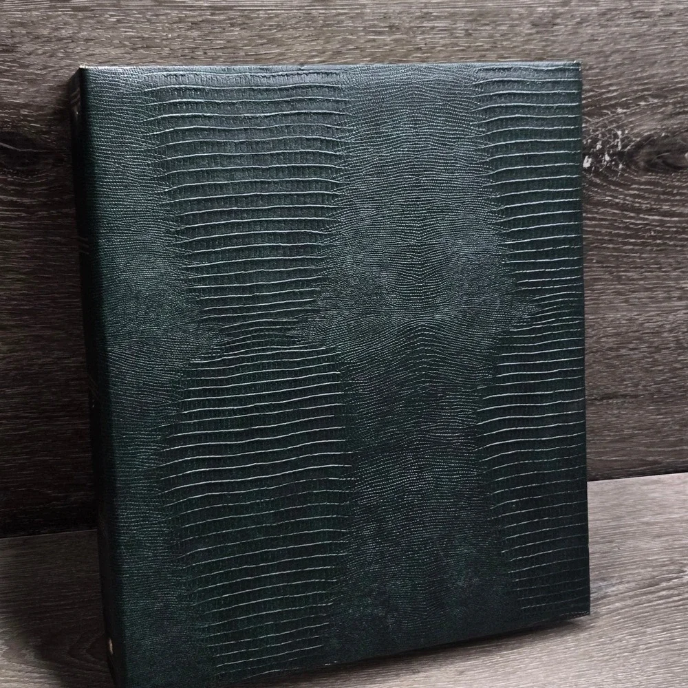 Photo Albums Burgundy Gold Trim & Green Textured Faux Leather 3-Ring